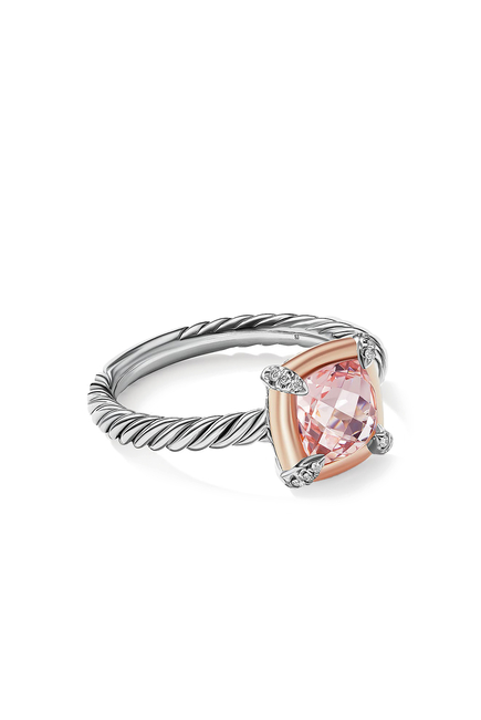 Chatelaine Ring With Morganite, 18K Rose Gold And Pave Diamonds